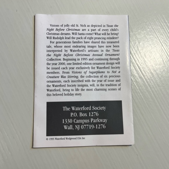 🎄1995 Waterford Society Annual Ornament.  ‘Twas the Night Before Christmas. - Picture 10 of 12